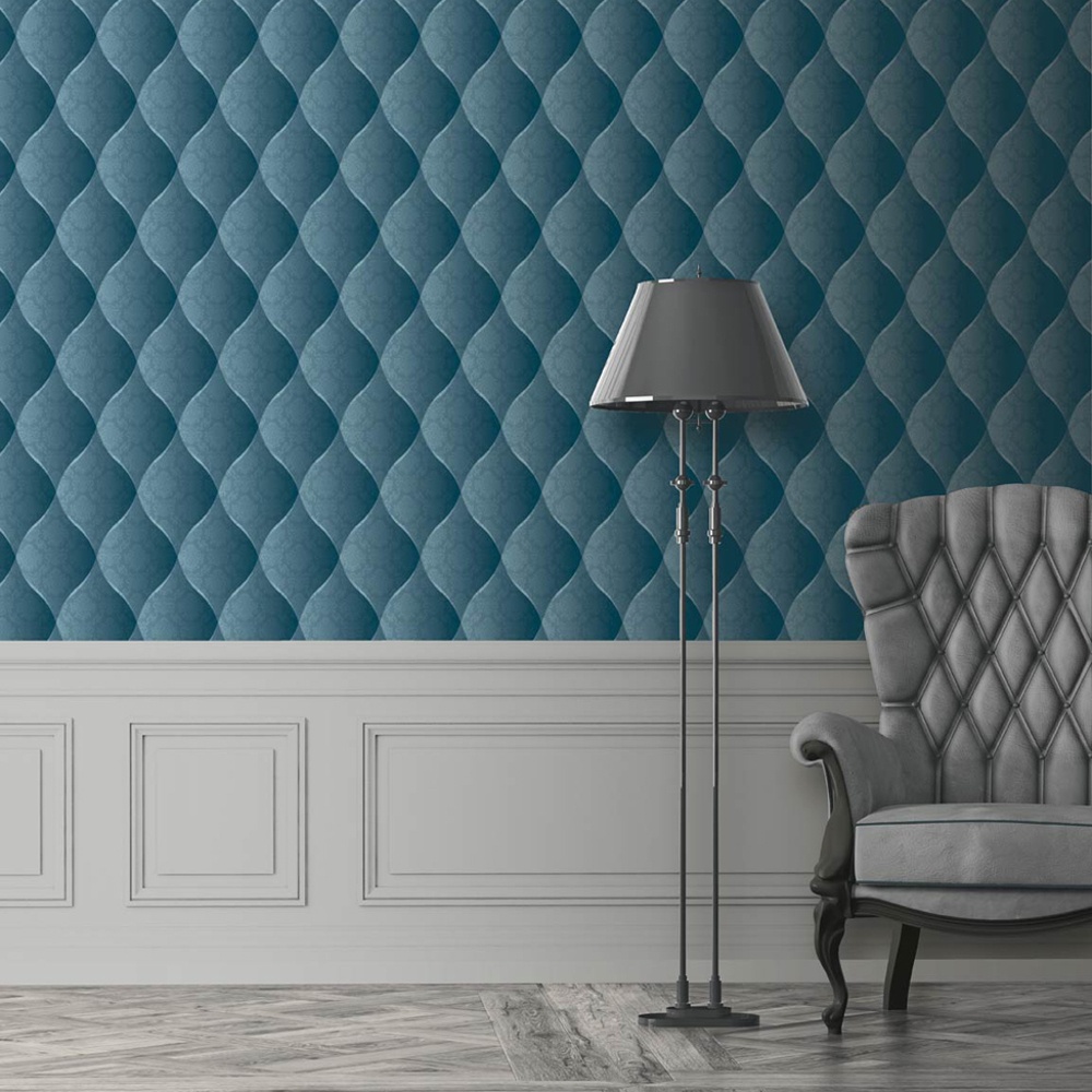 padded effect wallpaper,blue,wall,aqua,turquoise,wallpaper