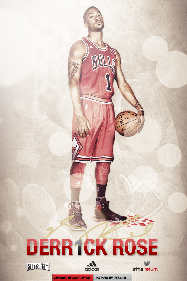 fond d'écran derrick rose iphone,joueur de basketball,affiche,jersey,joueur,tenue de sport