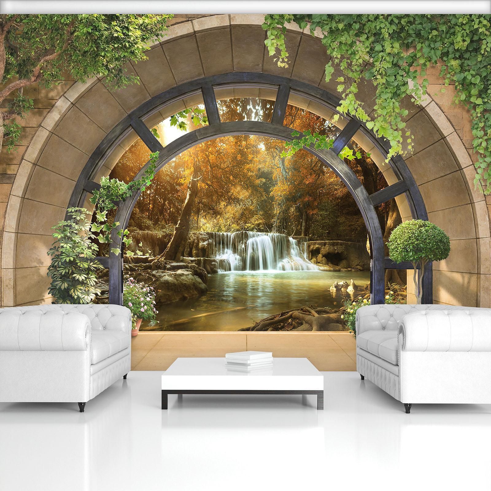 fondo de pantalla 3d effekt,mural,paisaje natural,pared,mueble,arco