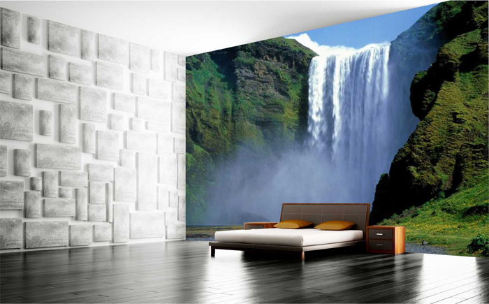 壁の3d効果の壁紙,自然,自然の風景,壁,壁紙,滝