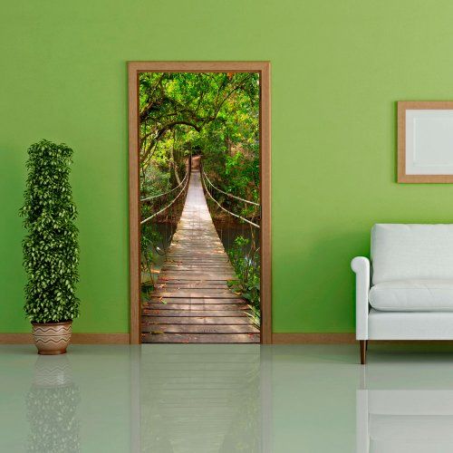 murales de papel tapiz de puerta,verde,pared,suelo,habitación,árbol