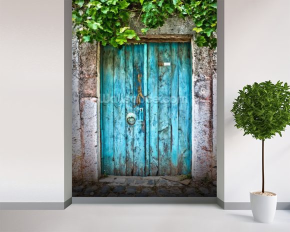 door wallpaper murals,green,blue,wall,turquoise,door
