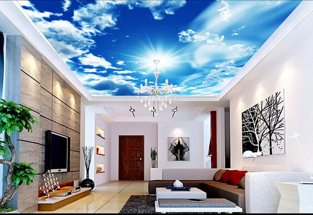 ceiling murals wallpaper,ceiling,wall,living room,room,interior design