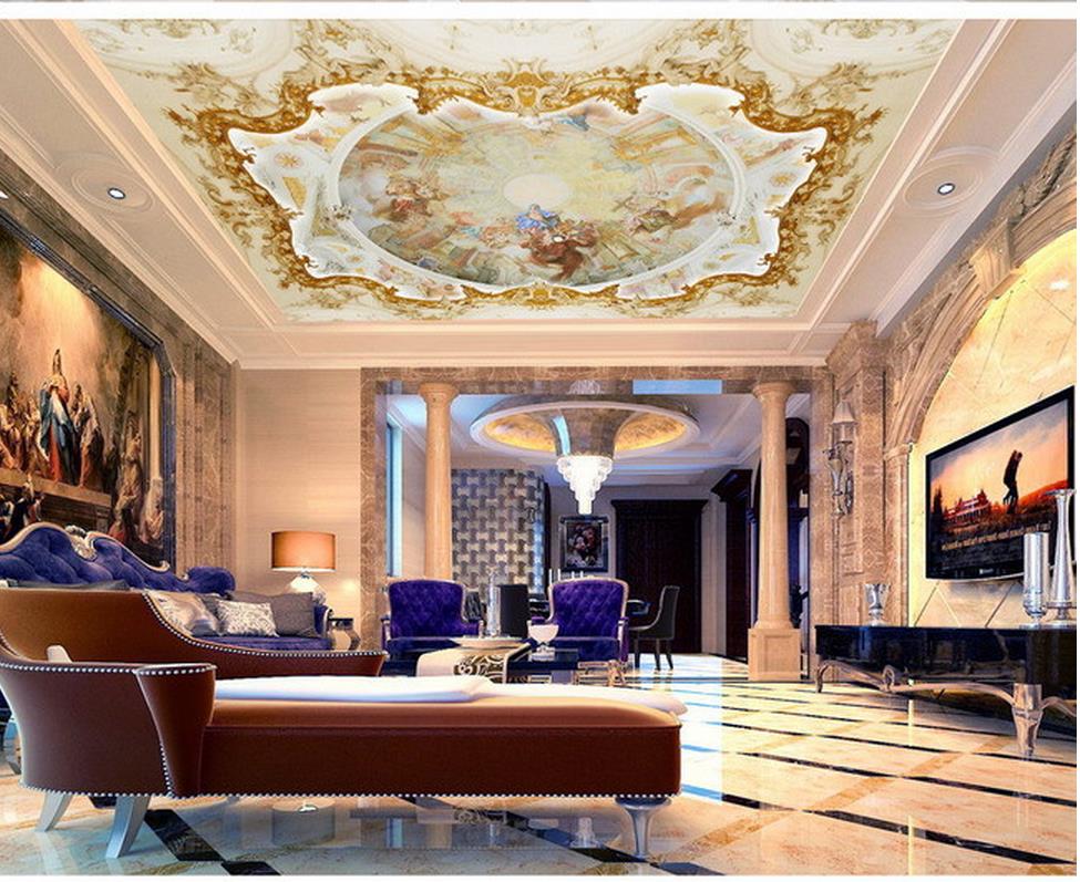 ceiling murals wallpaper,living room,ceiling,interior design,room,wall