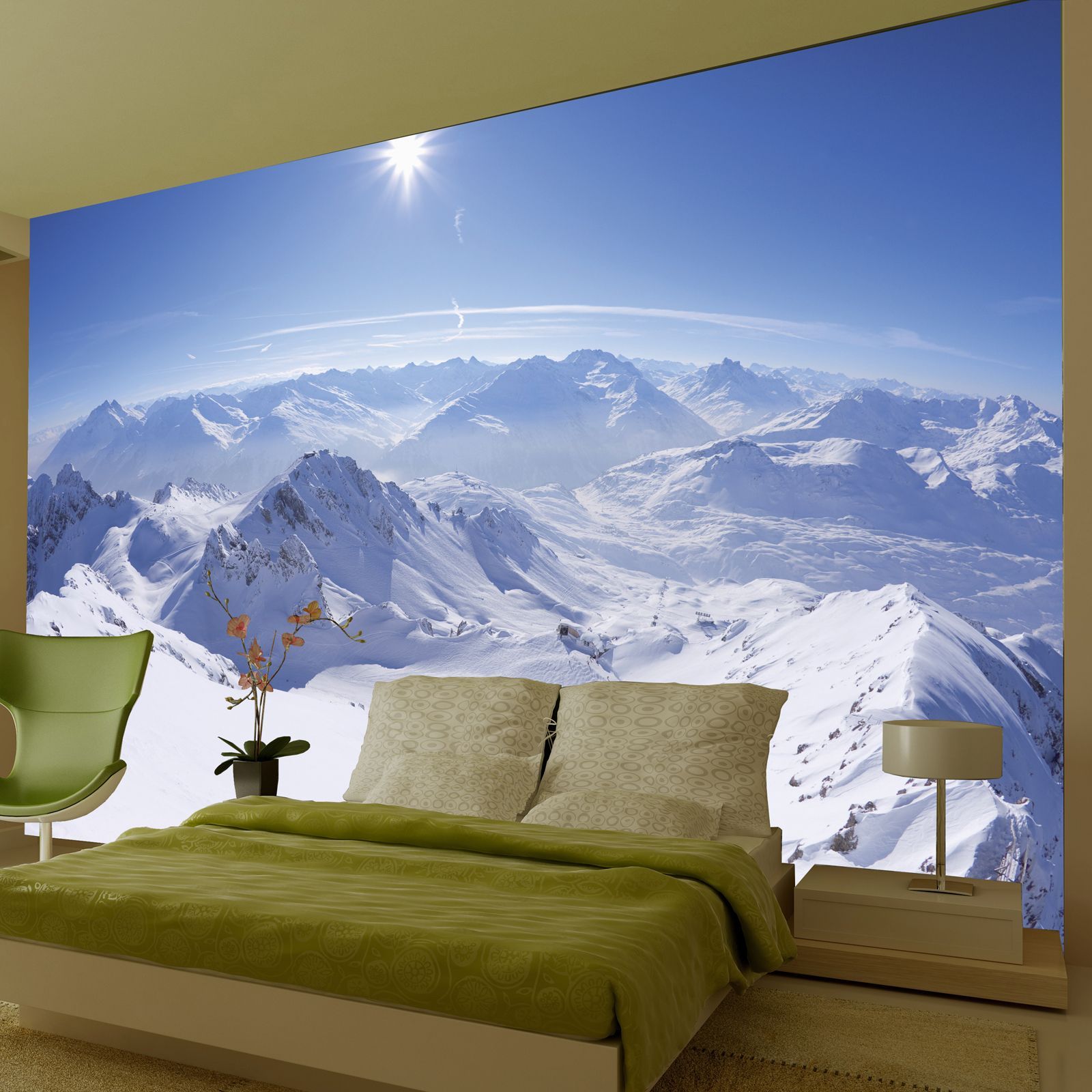 wallpaper scenes for walls,natural landscape,mountain,mountainous landforms,mural,sky