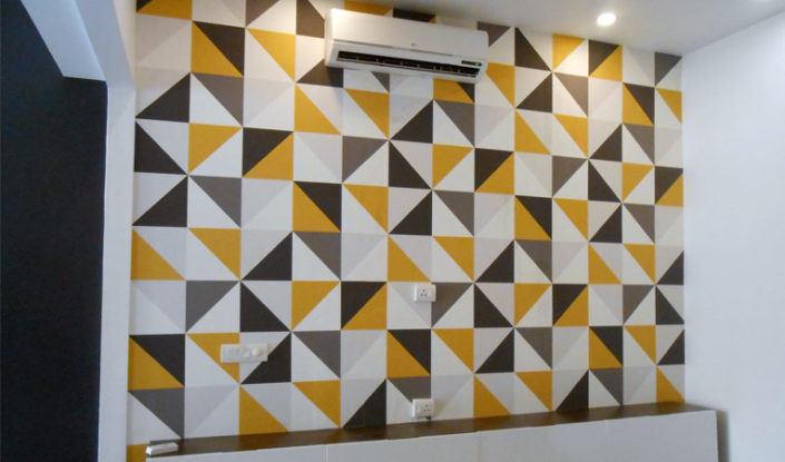 customized wallpaper india,wall,pattern,yellow,tile,triangle