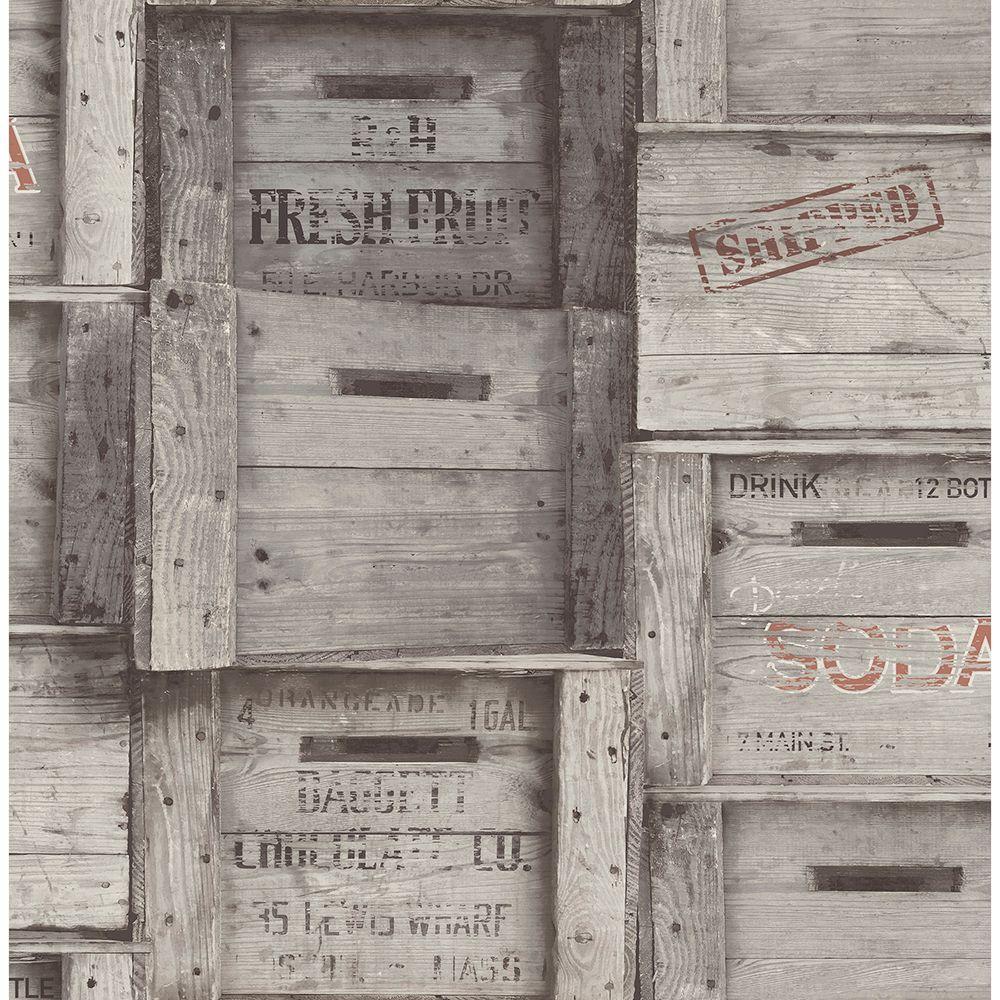 Grey Weathered Wooden Crates- WallpaperUse