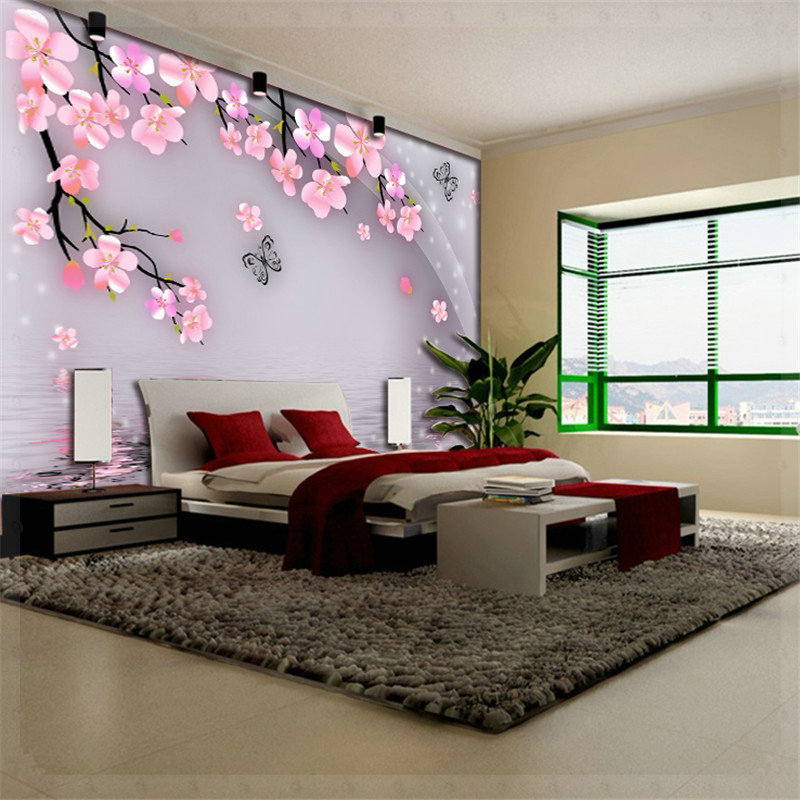 large wallpaper murals,room,furniture,living room,interior design,pink