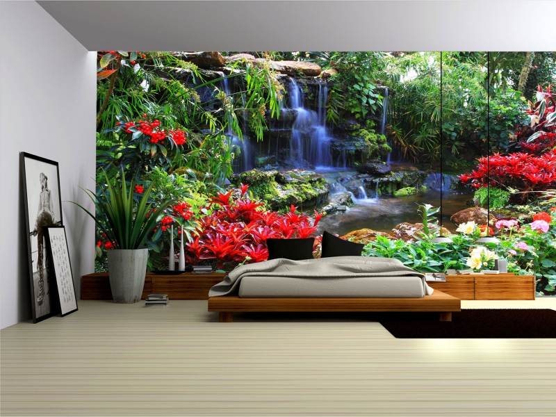 feature wallpaper murals,natural landscape,nature,houseplant,flowerpot,mural