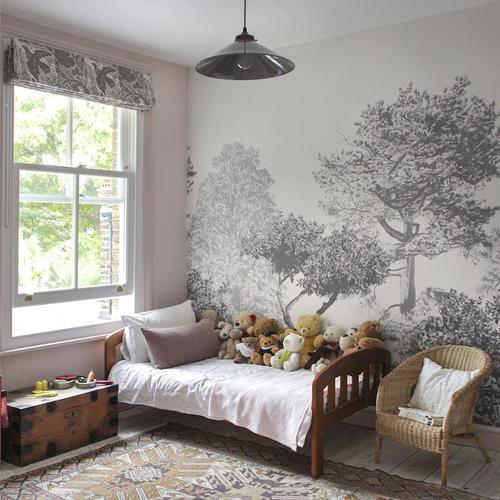 bedroom mural wallpaper,furniture,room,white,interior design,wall