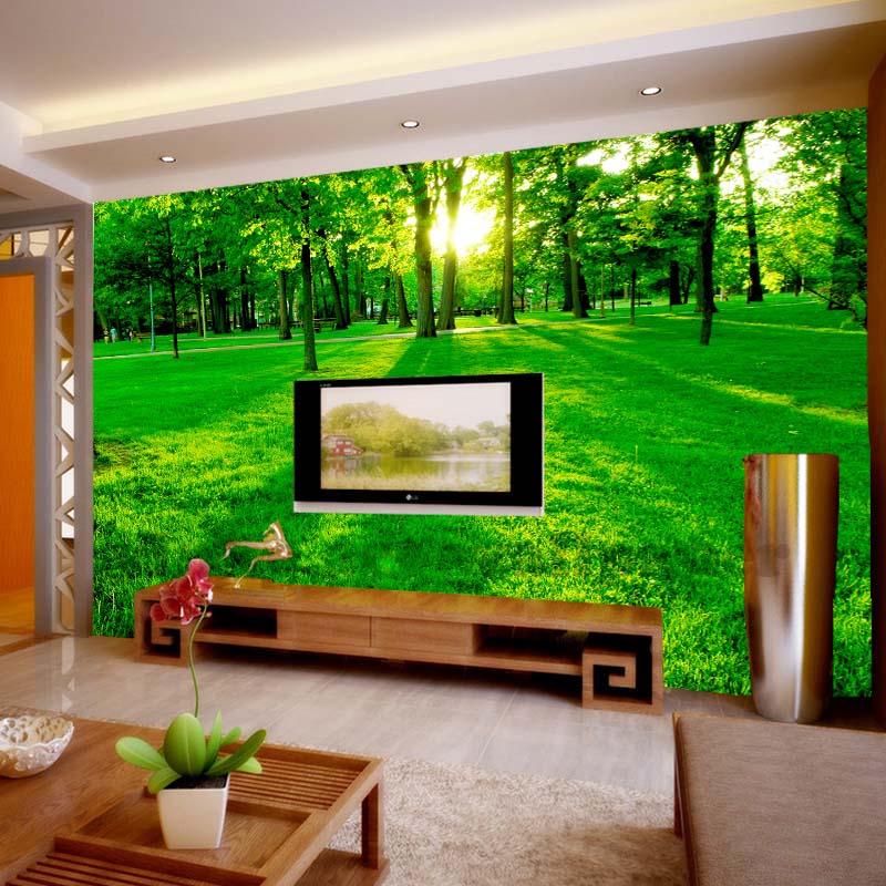 large mural wallpaper,green,nature,natural landscape,wall,room