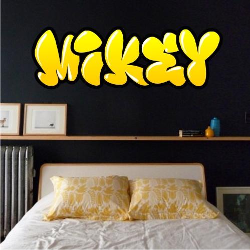 personalised graffiti wallpaper,yellow,wall,room,wall sticker,bedroom