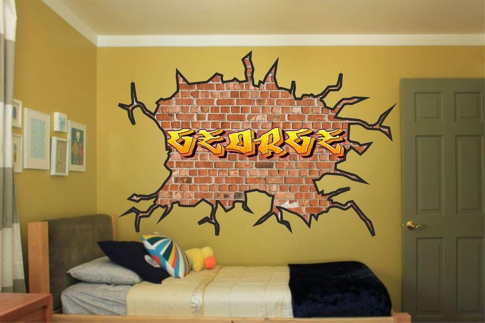 Large Personalised Name Graffiti Wall Art Sticker Boys Pattern On