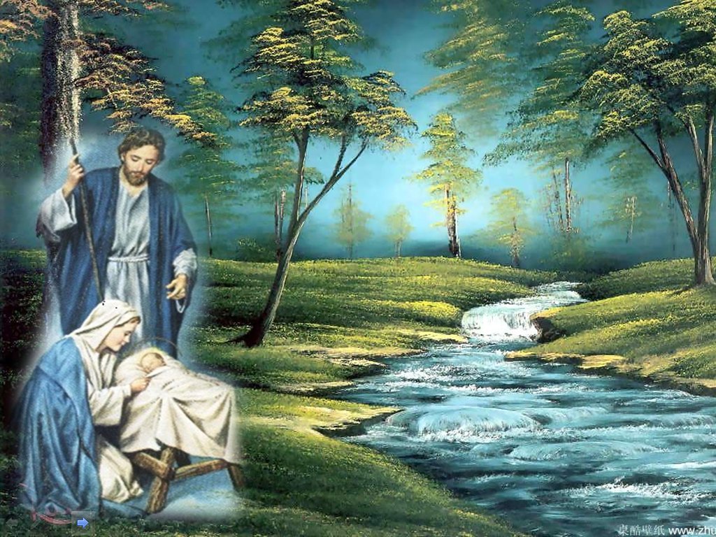 holy family wallpaper,natural landscape,painting,tree,landscape,art