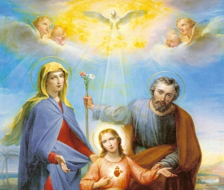 holy family wallpaper,painting,blessing,mythology,art,sky