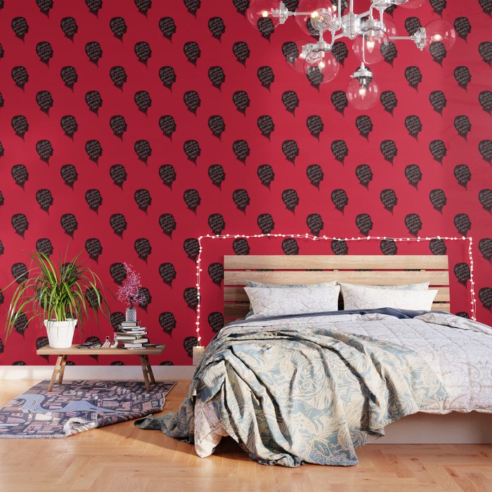 words of wisdom wallpaper,red,bedroom,room,wall,bed sheet