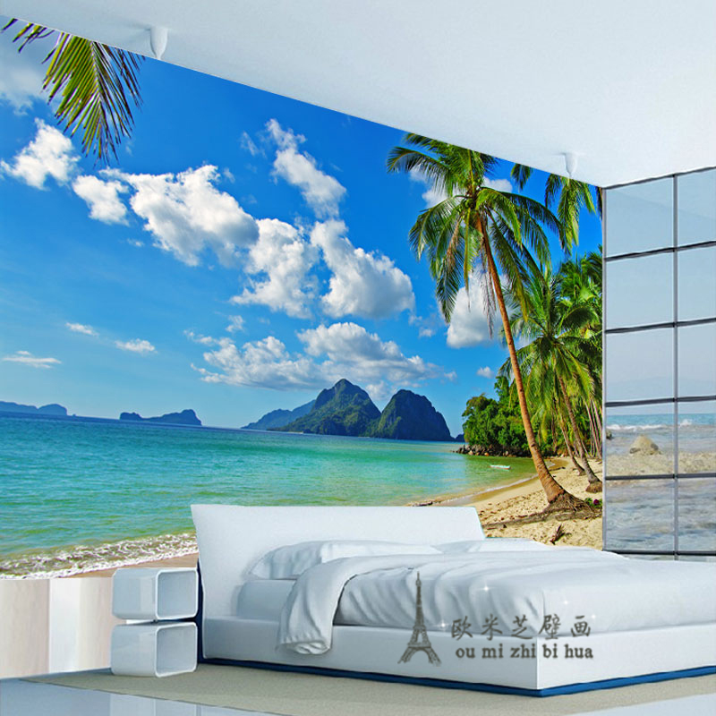 beach wallpaper bedroom,wall,mural,natural landscape,wallpaper,room