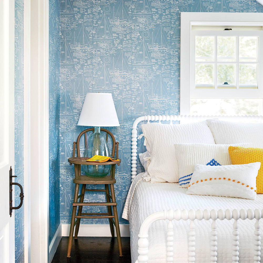해변 배경 침실,푸른,하얀,방,가구,인테리어 디자인