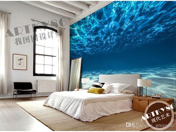 papier peint océan pour chambre,chambre,mur,chambre,lit,meubles