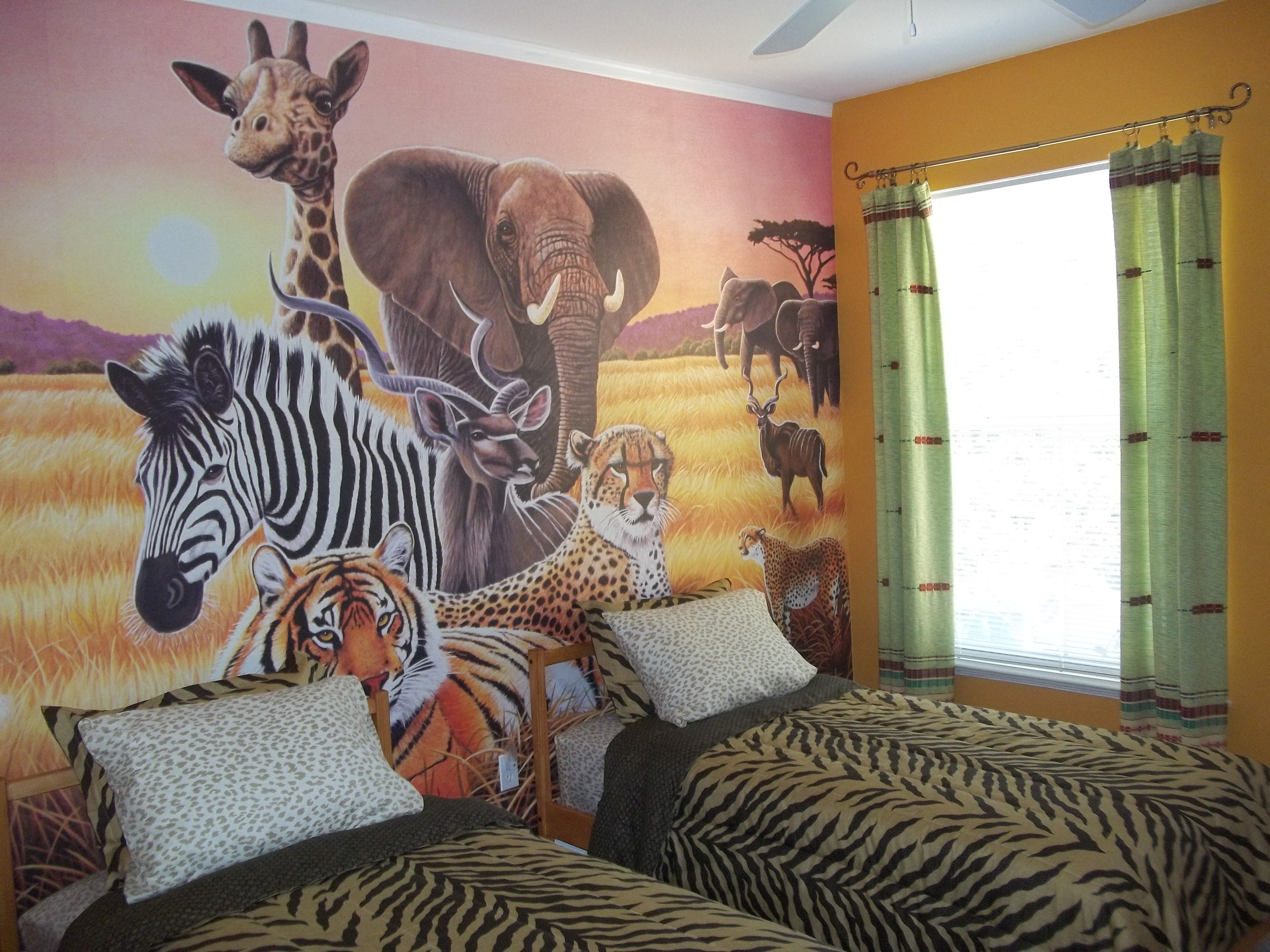 african themed wallpaper,room,property,zebra,wildlife,bedroom