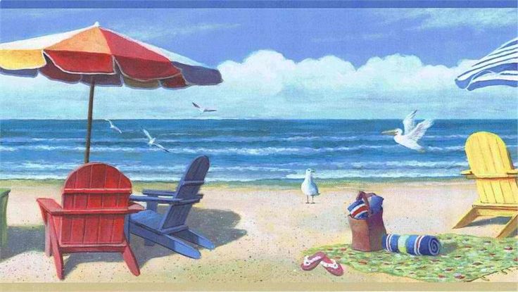 bordes de papel tapiz con temas de playa,paraguas,vacaciones,playa,verano,cielo