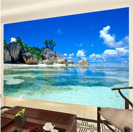 beach wallpaper for home,natural landscape,mural,wall,wallpaper,sky