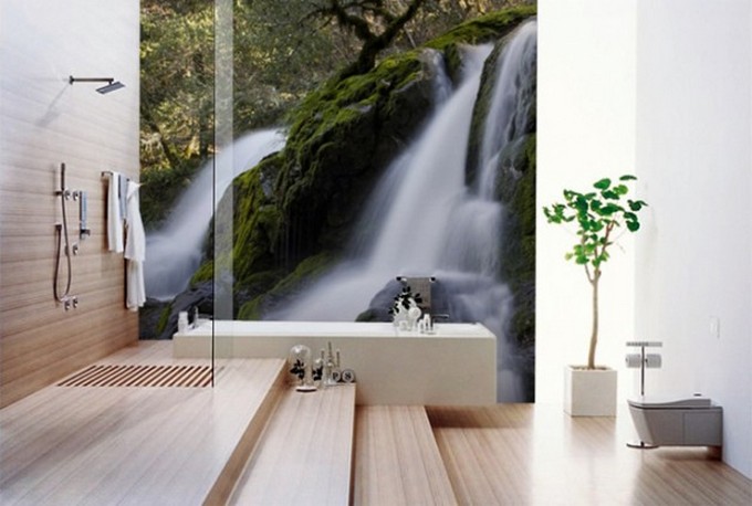 naturmotiv tapete für wände,wand,wasser,zimmer,wasserfall,innenarchitektur