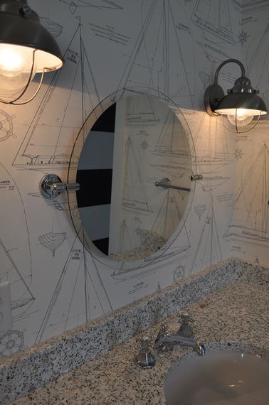 papier peint salle de bain nautique,mur,architecture