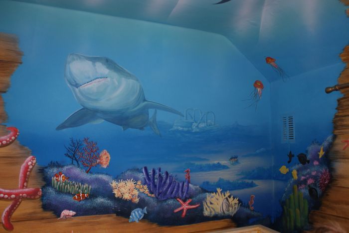papel tapiz con temática marina,pez,pez,mural,submarino,biología marina