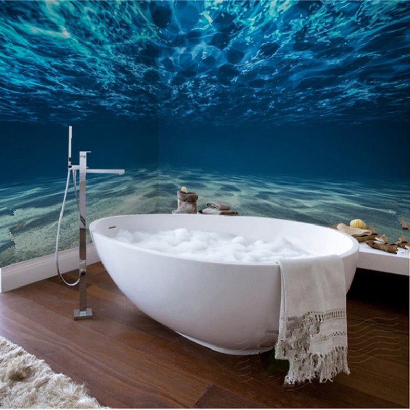 papel pintado de playa para paredes,bañera,baño,habitación,agua,diseño de interiores