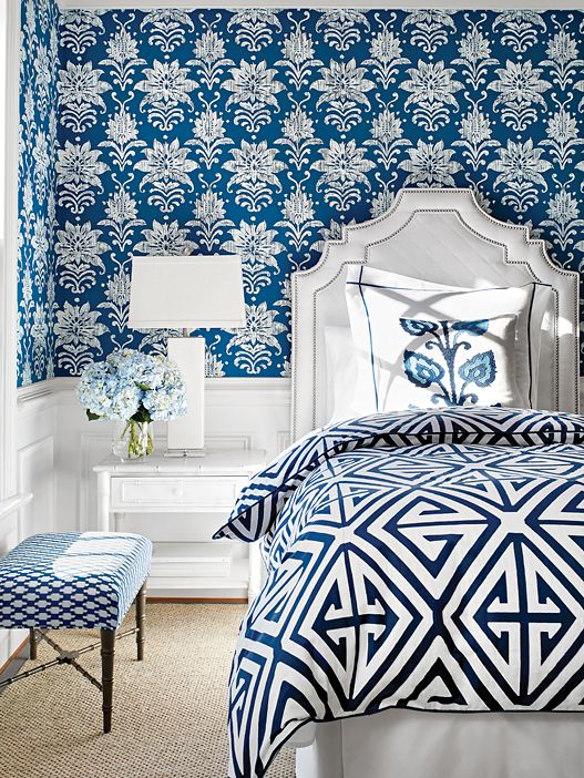 ベッドルームの最新の壁紙デザイン,寝室,青い,ルーム,家具,インテリア・デザイン