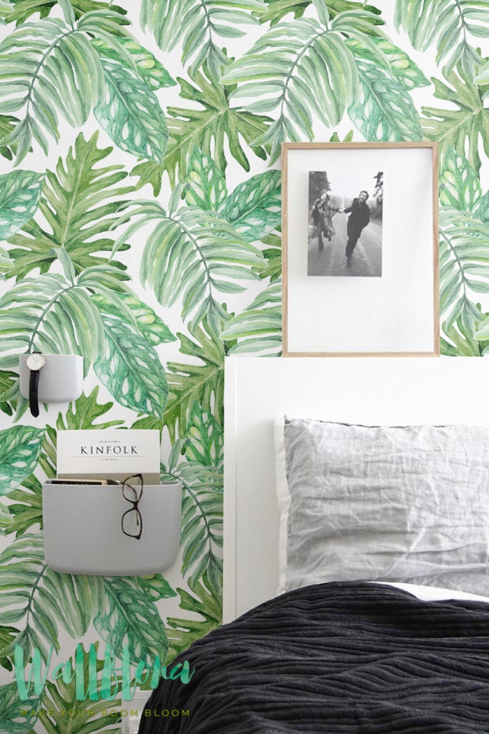 papier peint feuilles pour murs,feuille,vert,arbre,jungle,chambre