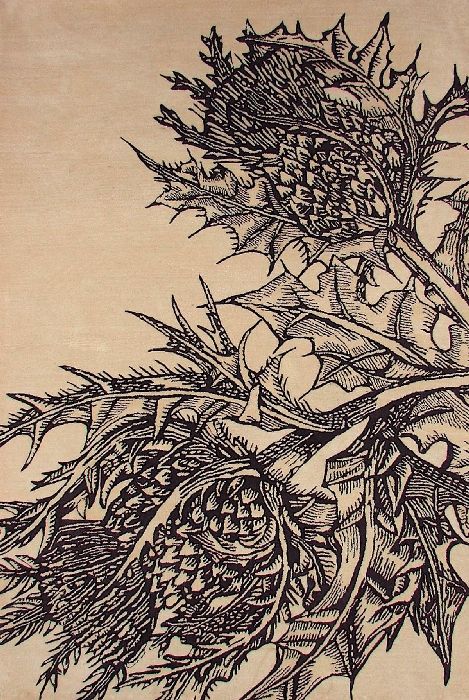 hand printed wallpaper,drawing,thistle,botany,illustration,plant