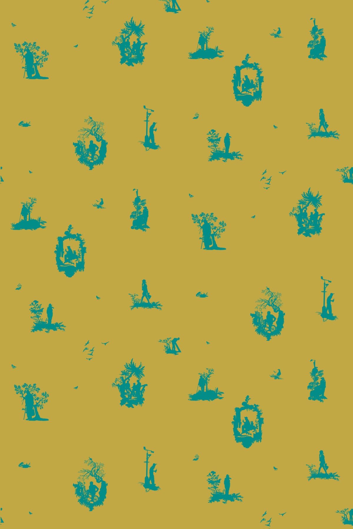 손 인쇄 벽지,아쿠아,푸른,터키 옥,노랑,초록