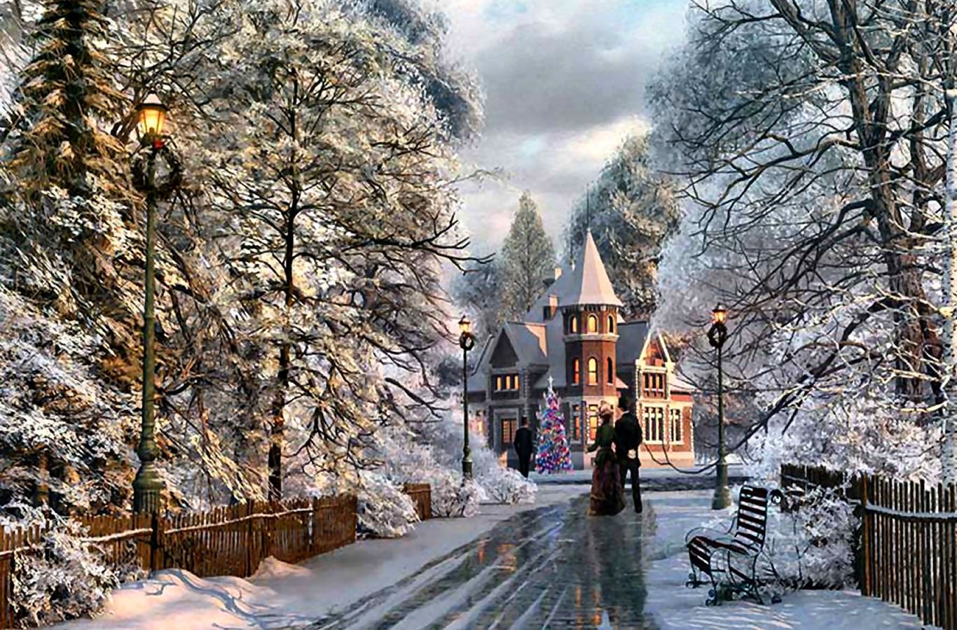 뉴 잉글랜드 벽지,겨울,눈,나무,동결,건축물