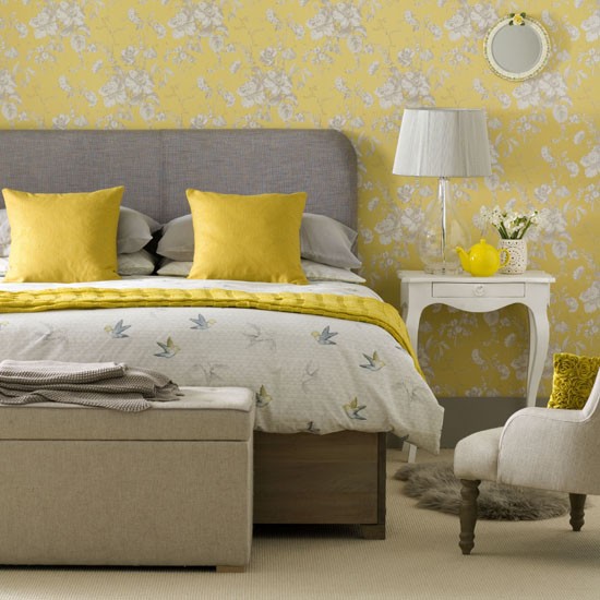grey and yellow bedroom wallpaper,yellow,furniture,room,interior design