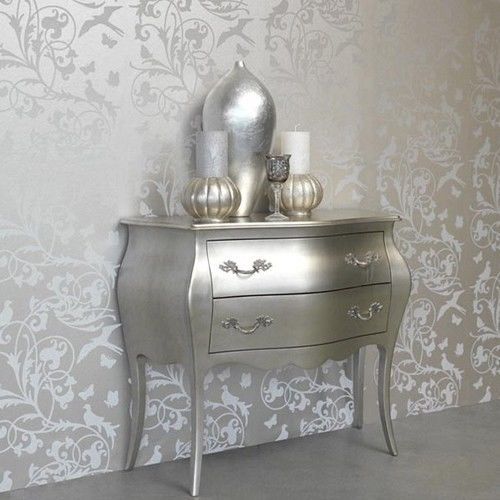 silver wallpaper ideas,furniture,dresser,table,chest of drawers,drawer