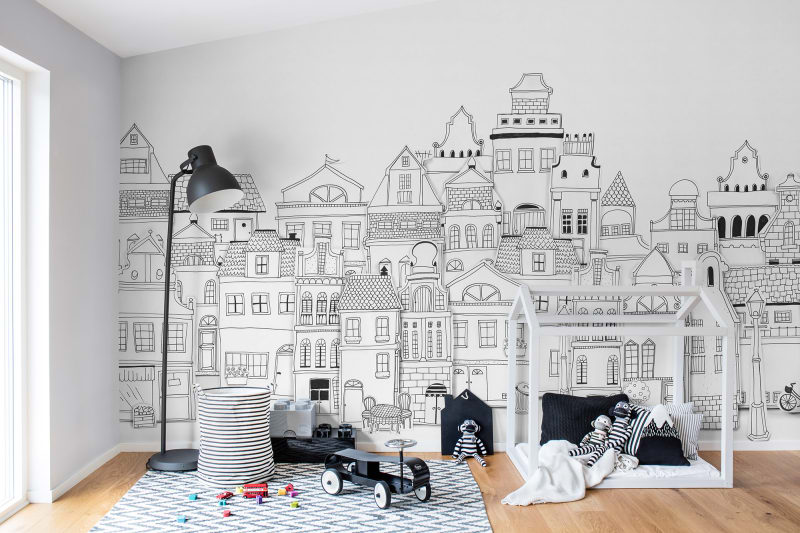 벽을위한 런던 벽지,벽,방,검정색과 흰색,인테리어 디자인,벽지