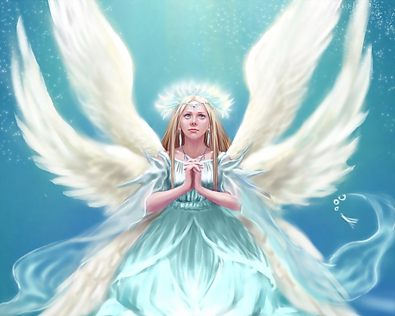 praying girl wallpaper,angel,cg artwork,fictional character,supernatural creature,sky