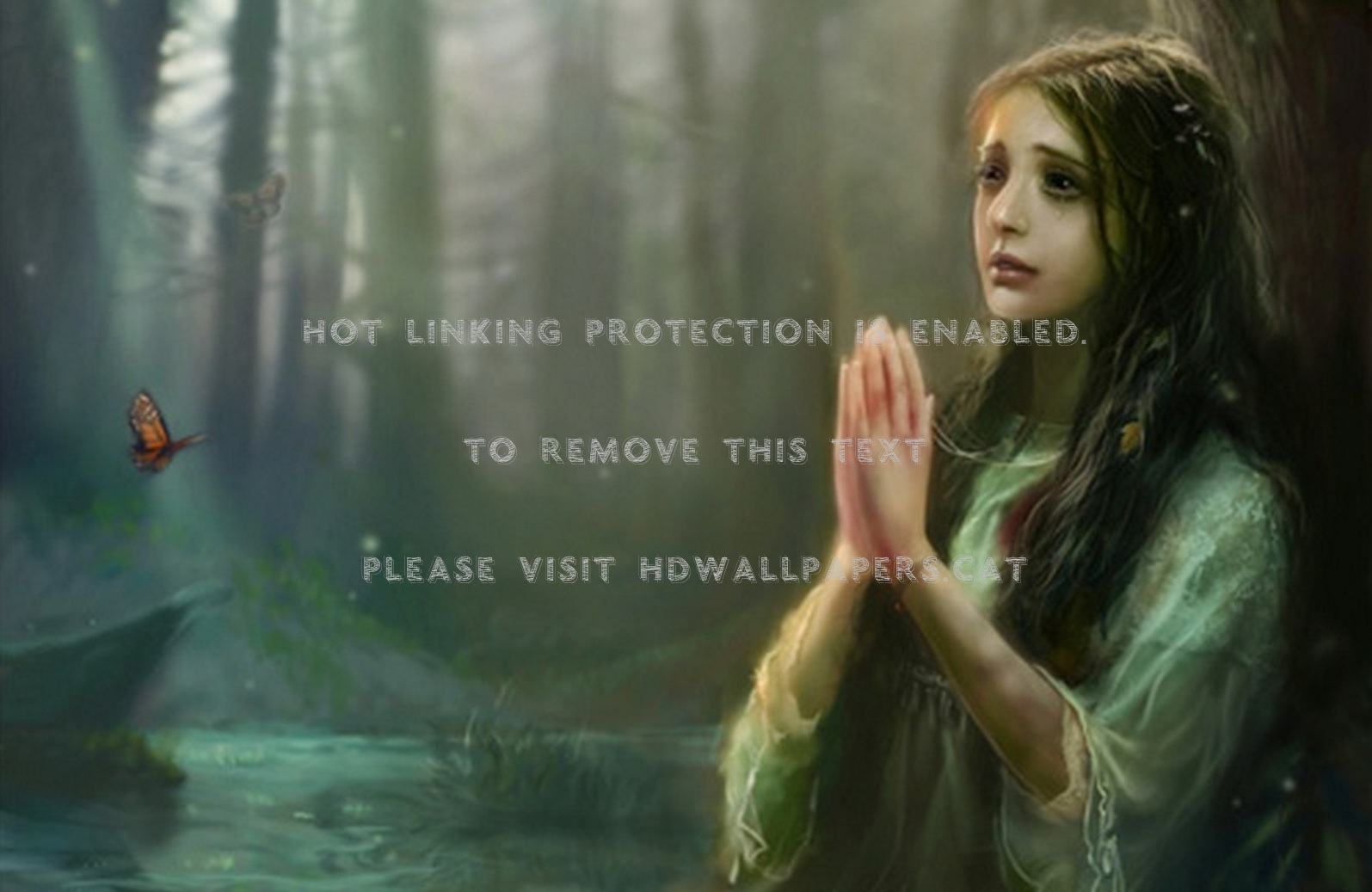 praying girl wallpaper,nature,green,beauty,cg artwork,forest