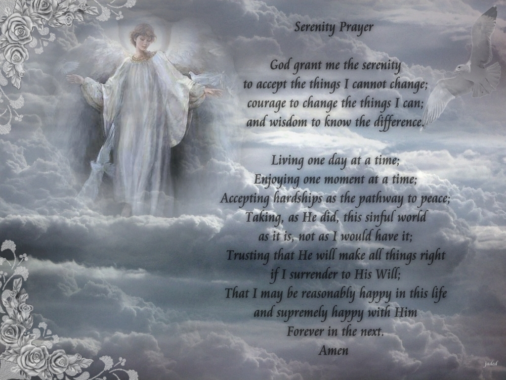 serenity prayer wallpaper,text,angel,sky,blessing,supernatural creature