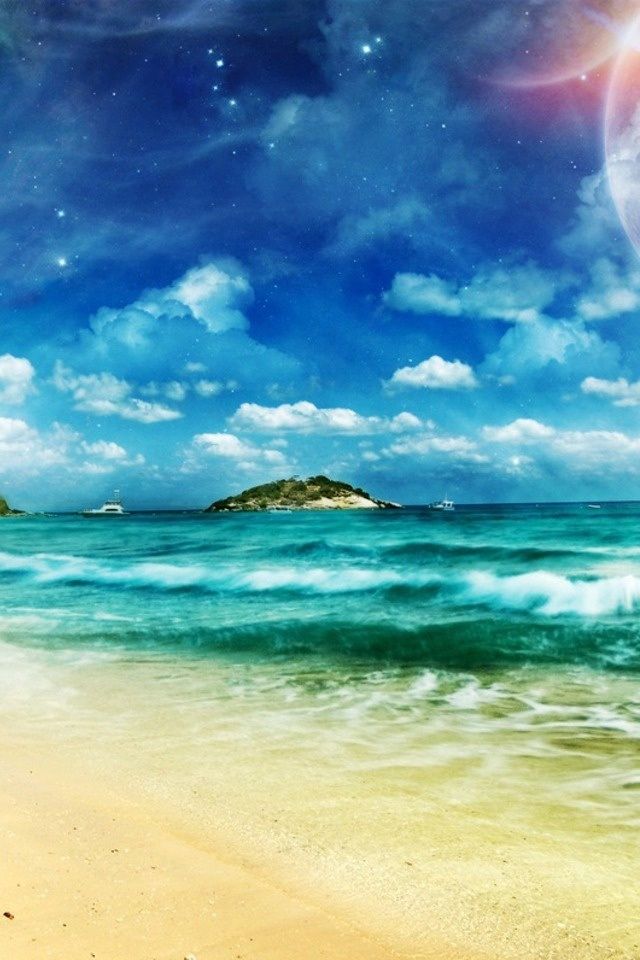 해변 전화 벽지,하늘,자연,바다,대양,푸른