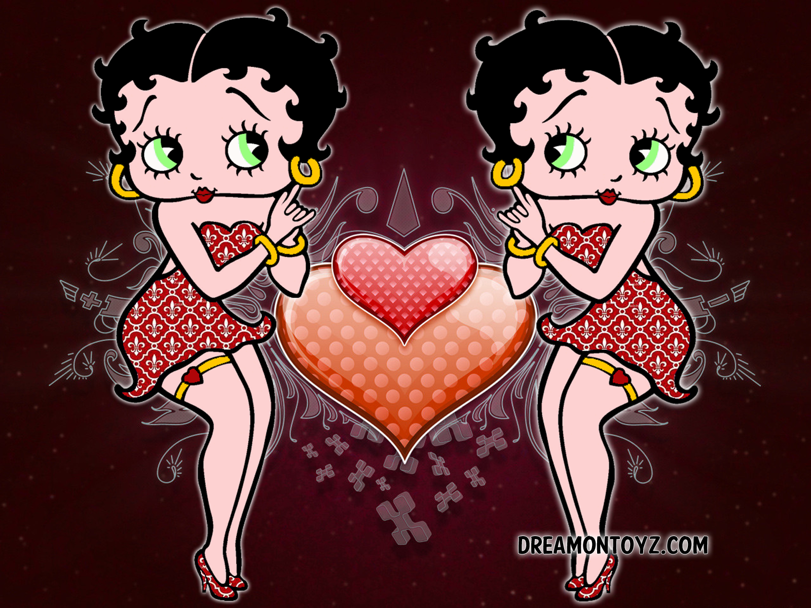 betty boop wallpaper gratis,cartone animato,cuore,illustrazione,amore,san valentino