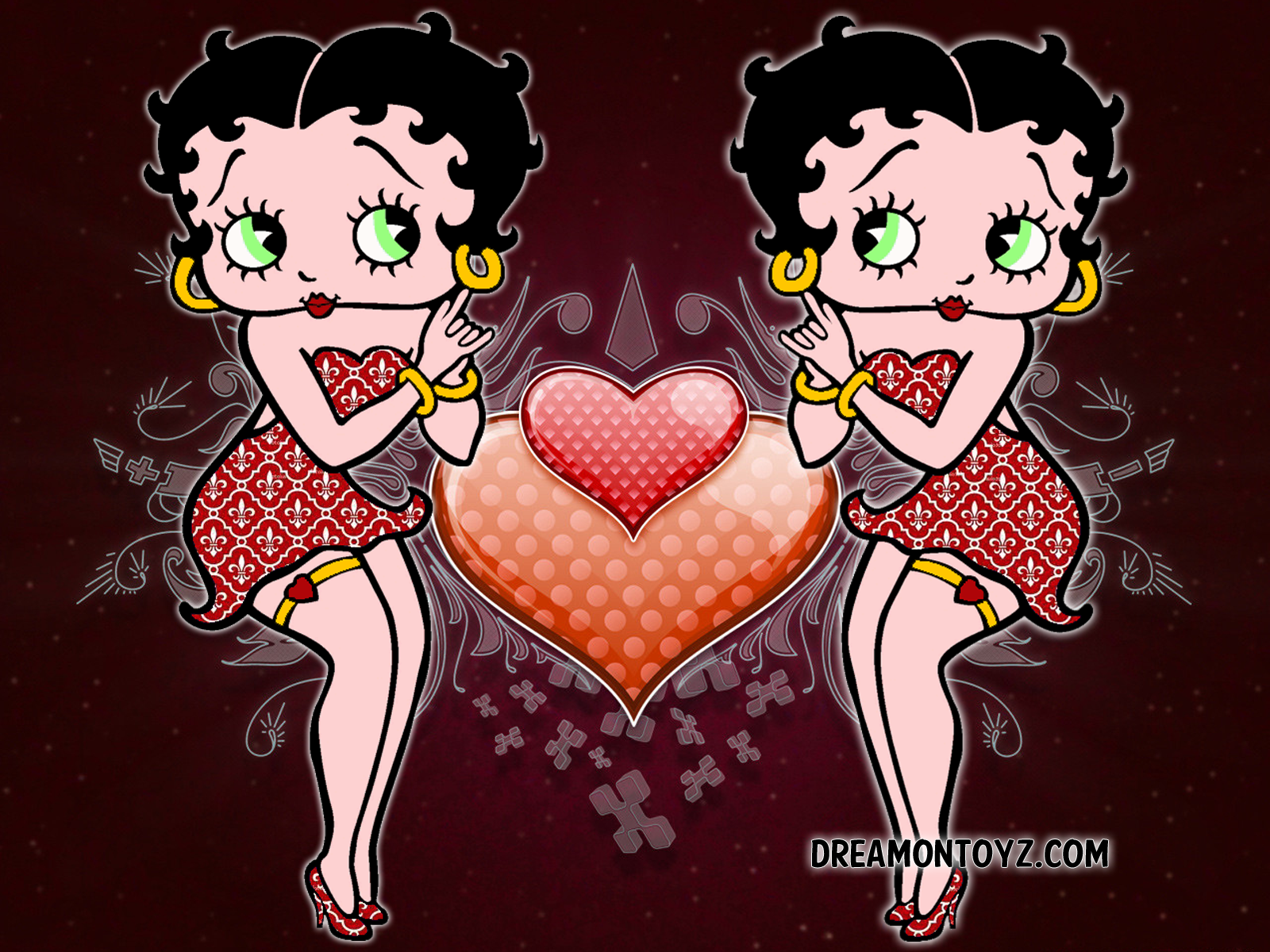 betty boop wallpaper kostenlos,karikatur,herz,illustration,liebe,valentinstag