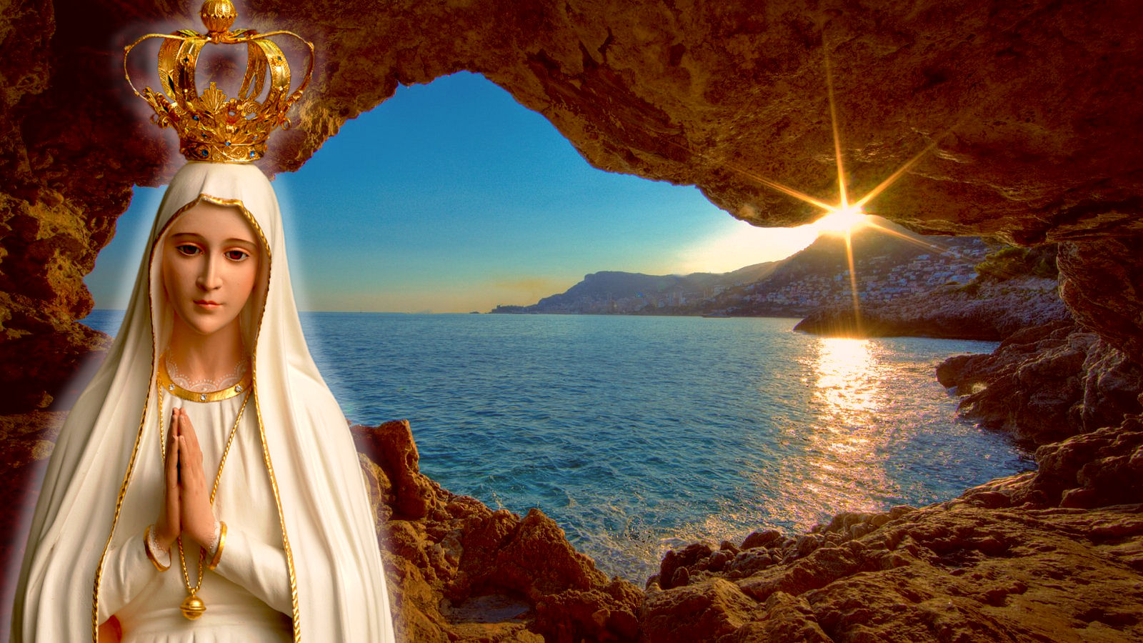 our lady of fatima wallpaper,sky,beauty,reflection,sea,photography