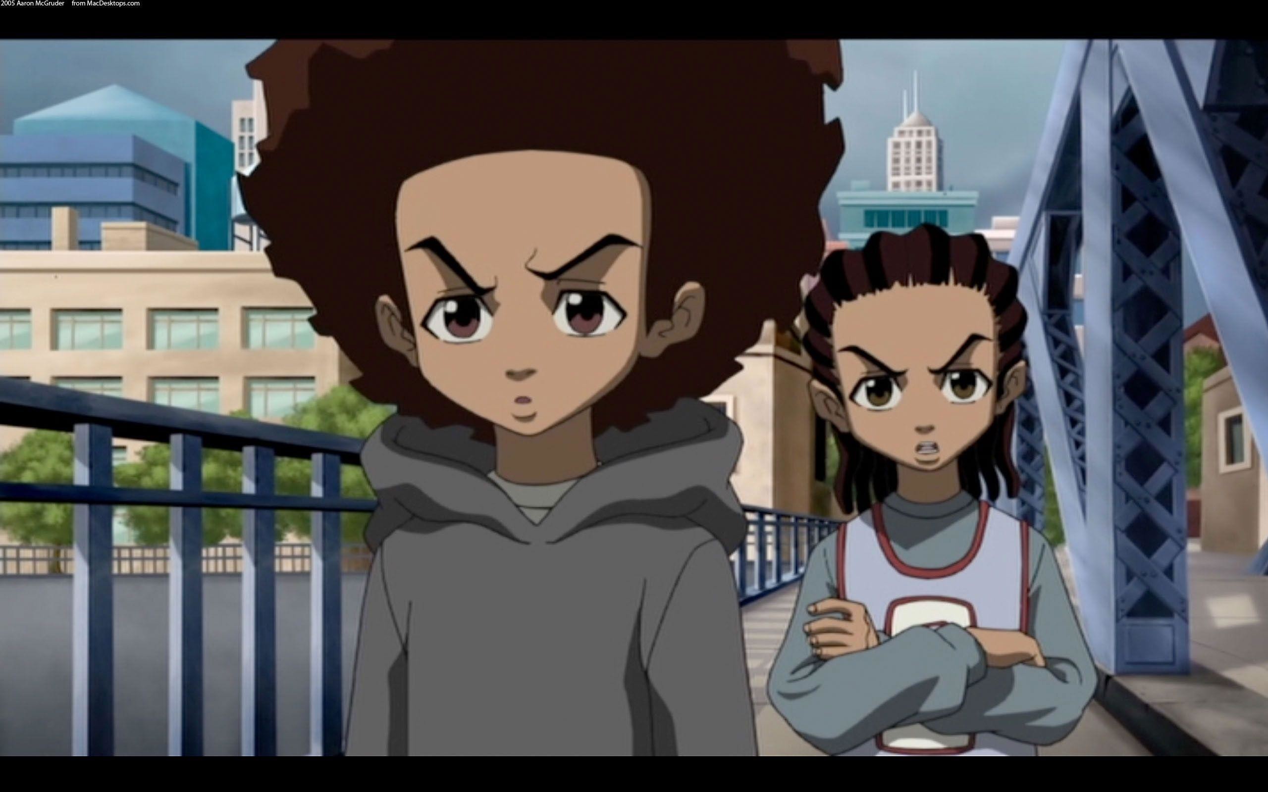 boondocks iphone wallpaper,cartoon,animated cartoon,face,people,photograph