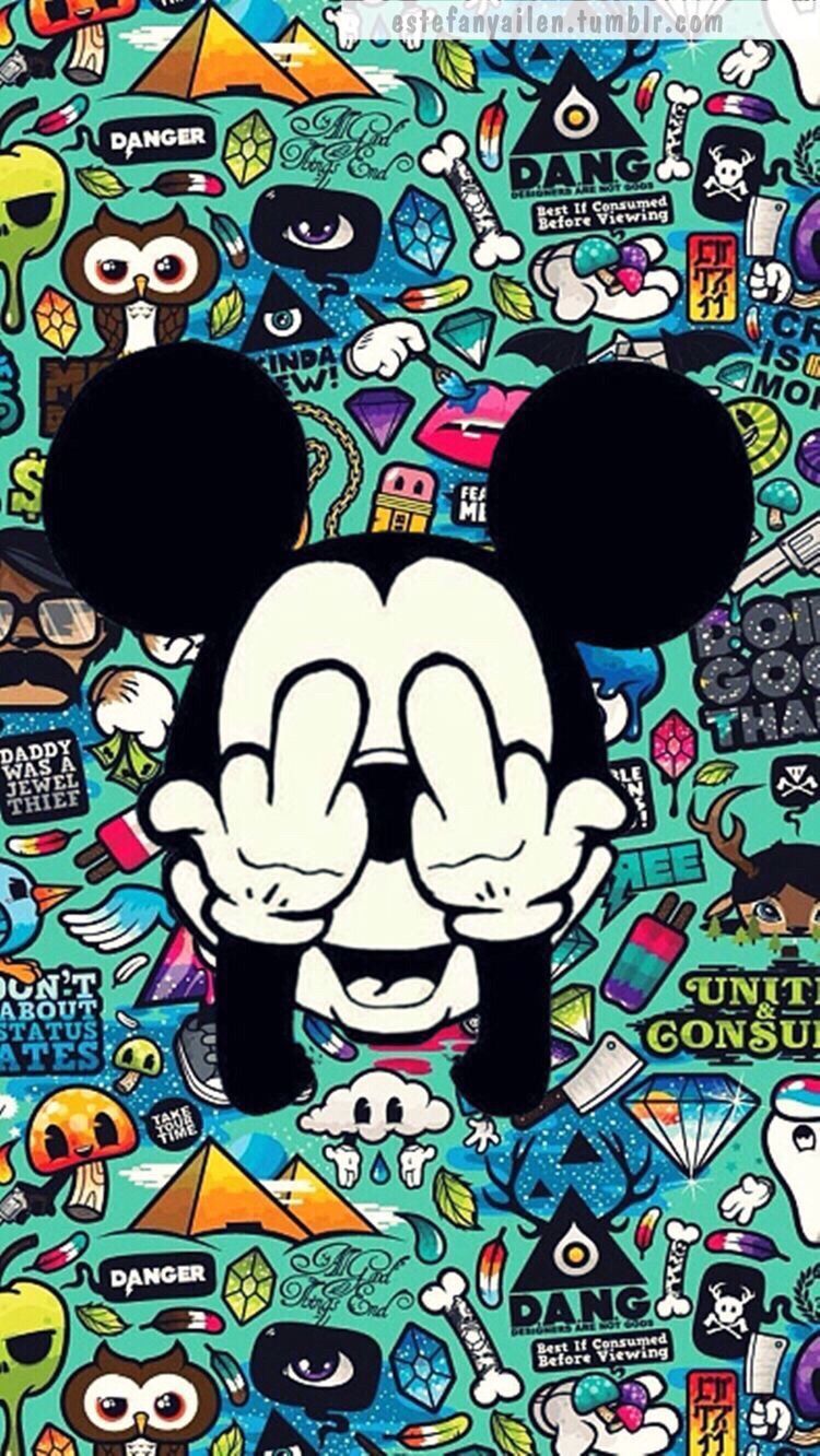 Mickey Mouse Middle Finger- WallpaperUse