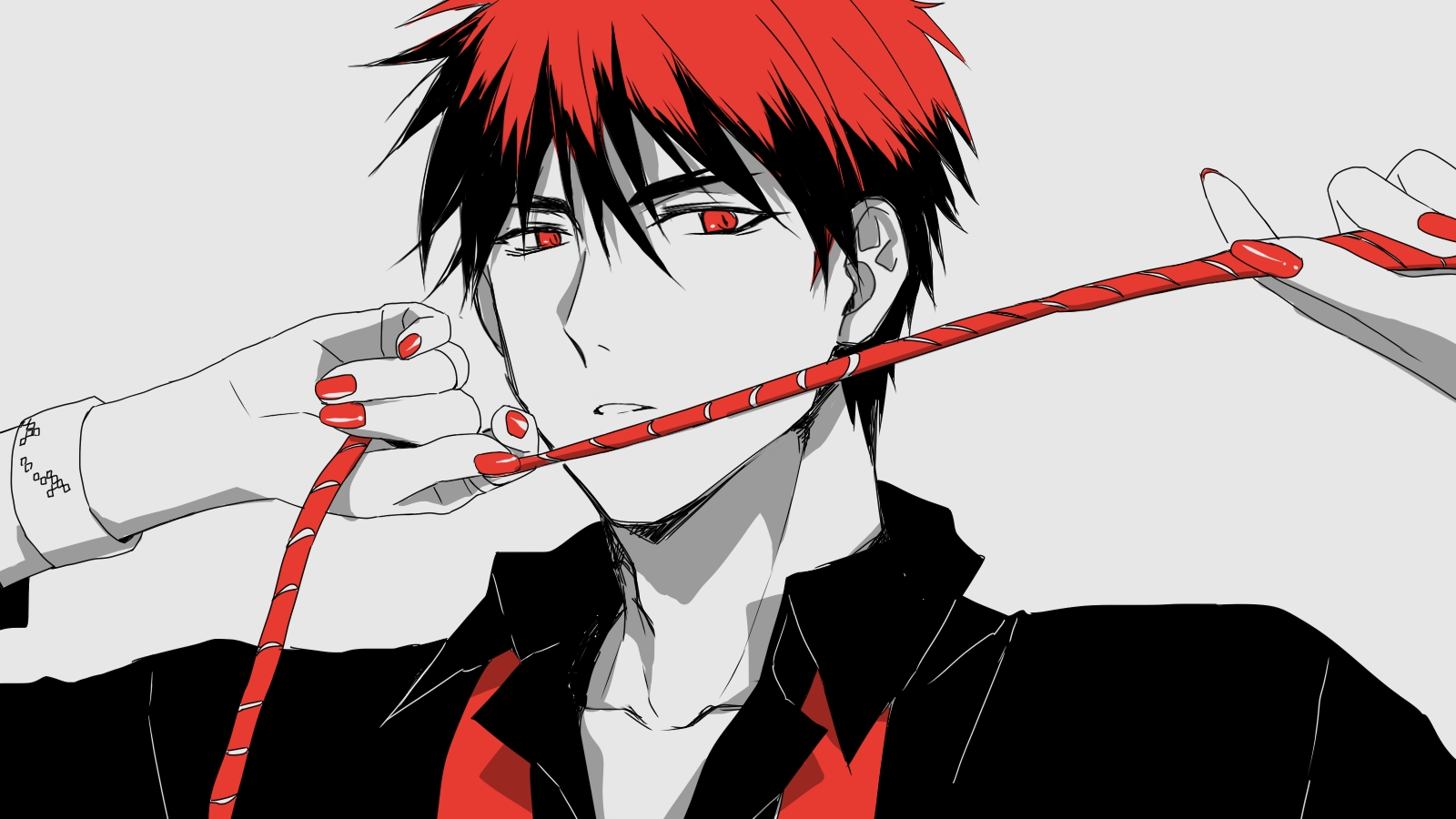 kagami taiga fondo de pantalla,rojo,cabello negro,dibujos animados,anime,boca