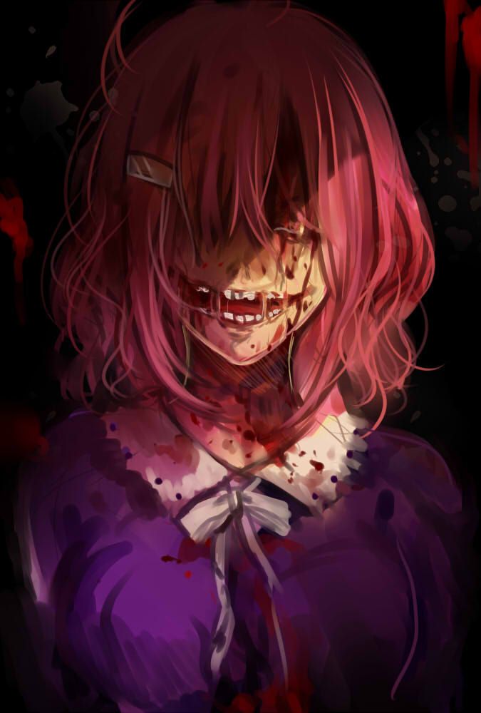 fond d'écran anime gore,violet,dessin animé,violet,anime,bouche