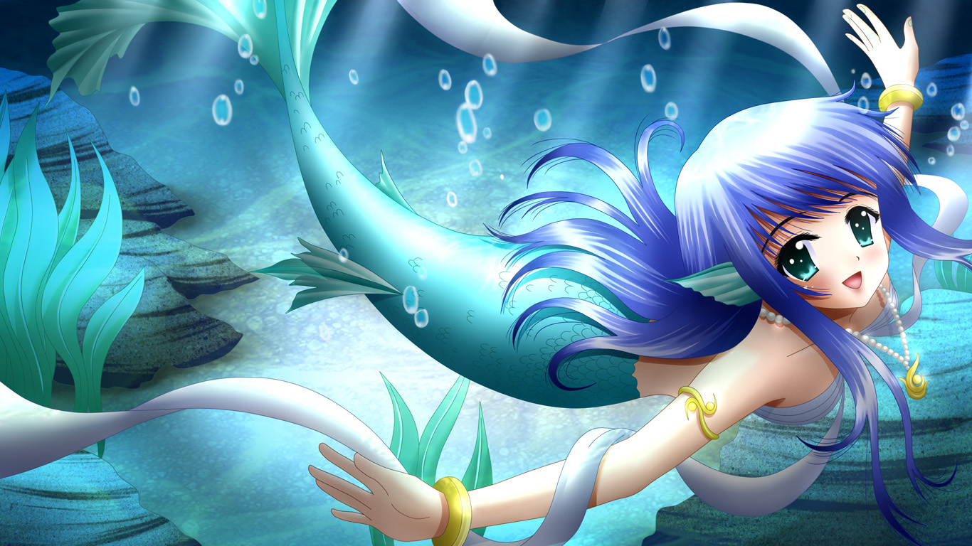 anime mermaid wallpaper,cg artwork,cartoon,anime,aqua,fictional character